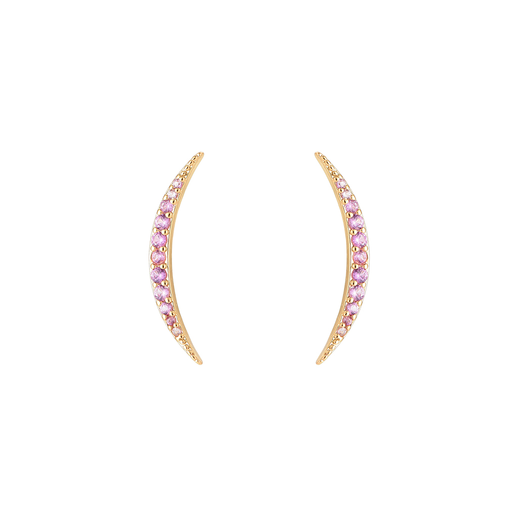 Sickle Diamond Gold Plated Earring