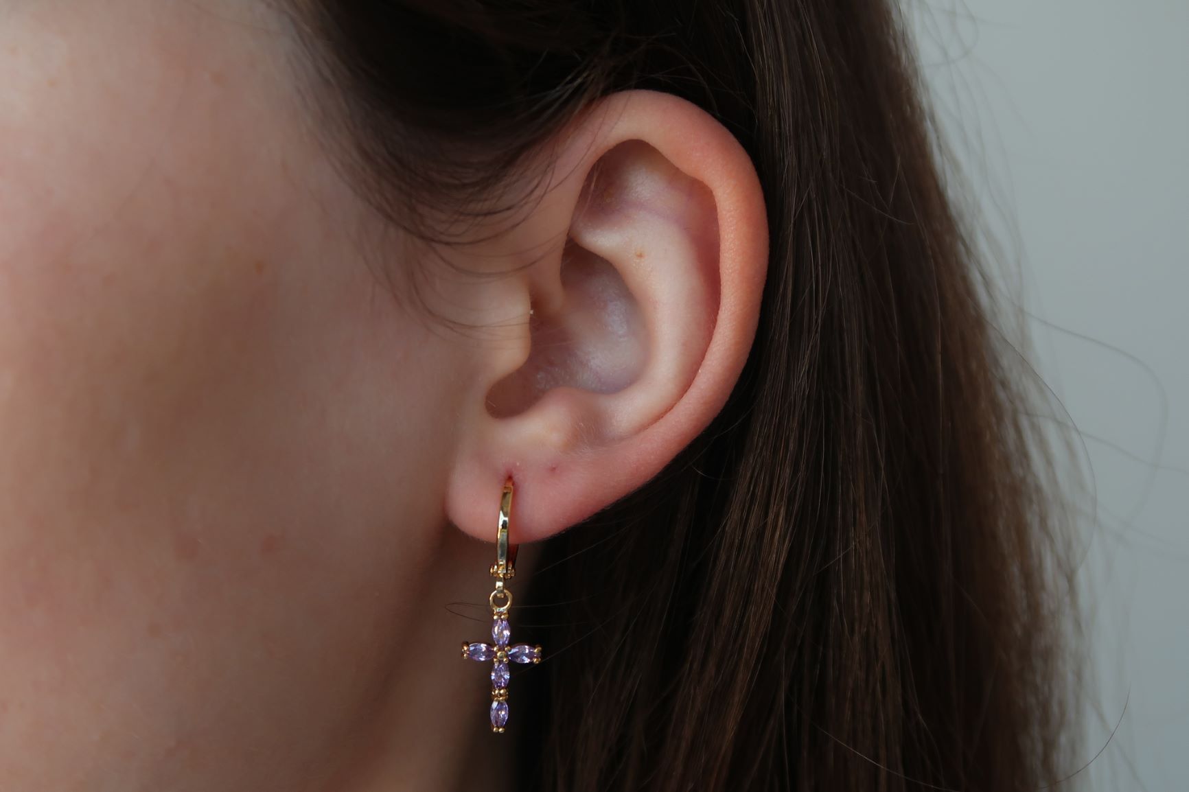 Crystal Cross Plated Earring