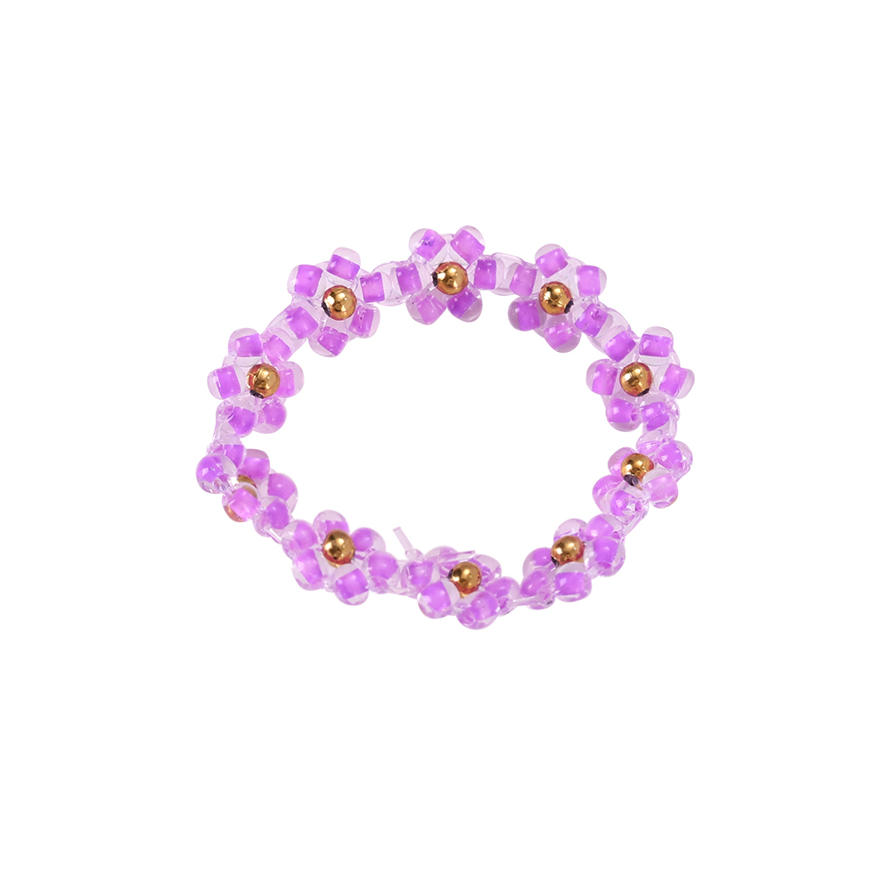 Elastic Varitious Color Beads Flowers Summer Edelstahl Ring