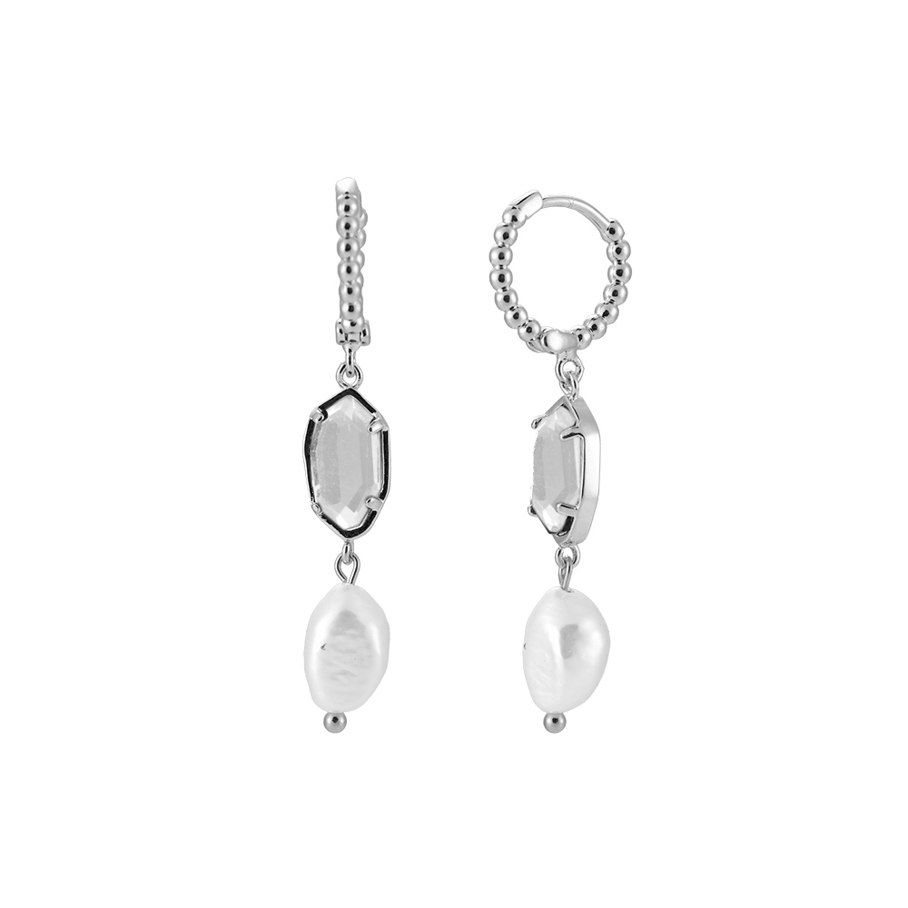 Magic Mirror & Pearls Stainless Steel Earrings