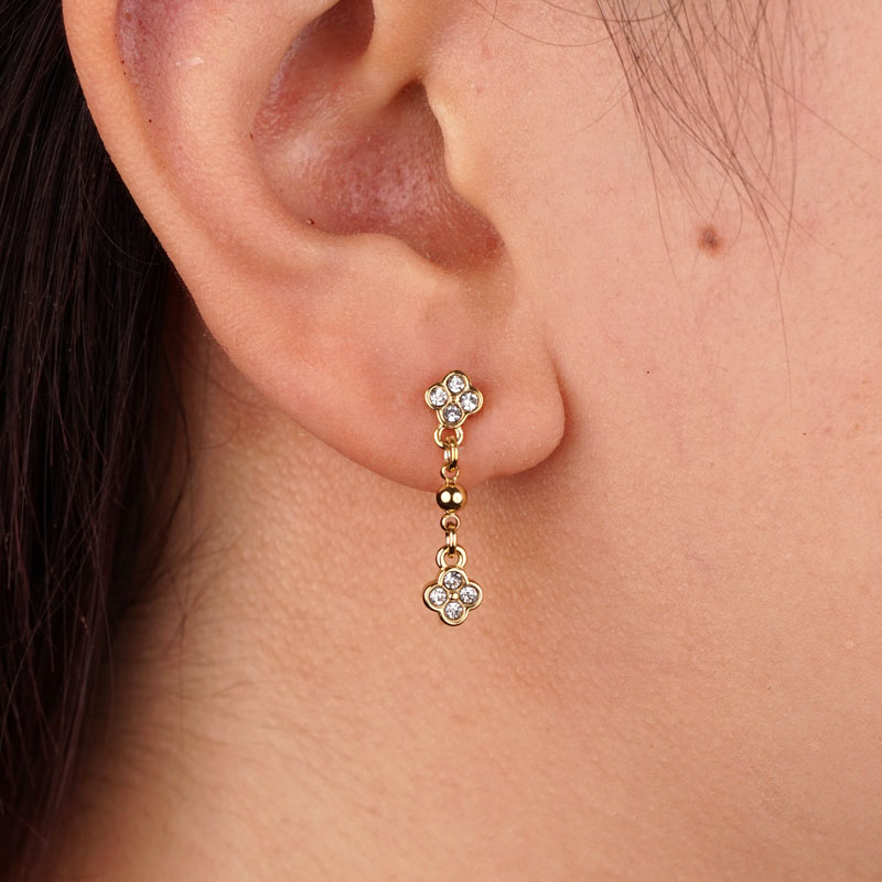 Double Flower Flail Stainless Steel Ear Studs
