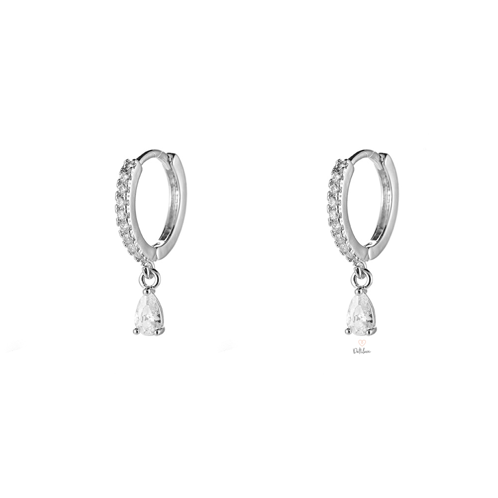 Framed Tear Diamond Stainless Steel Earrings