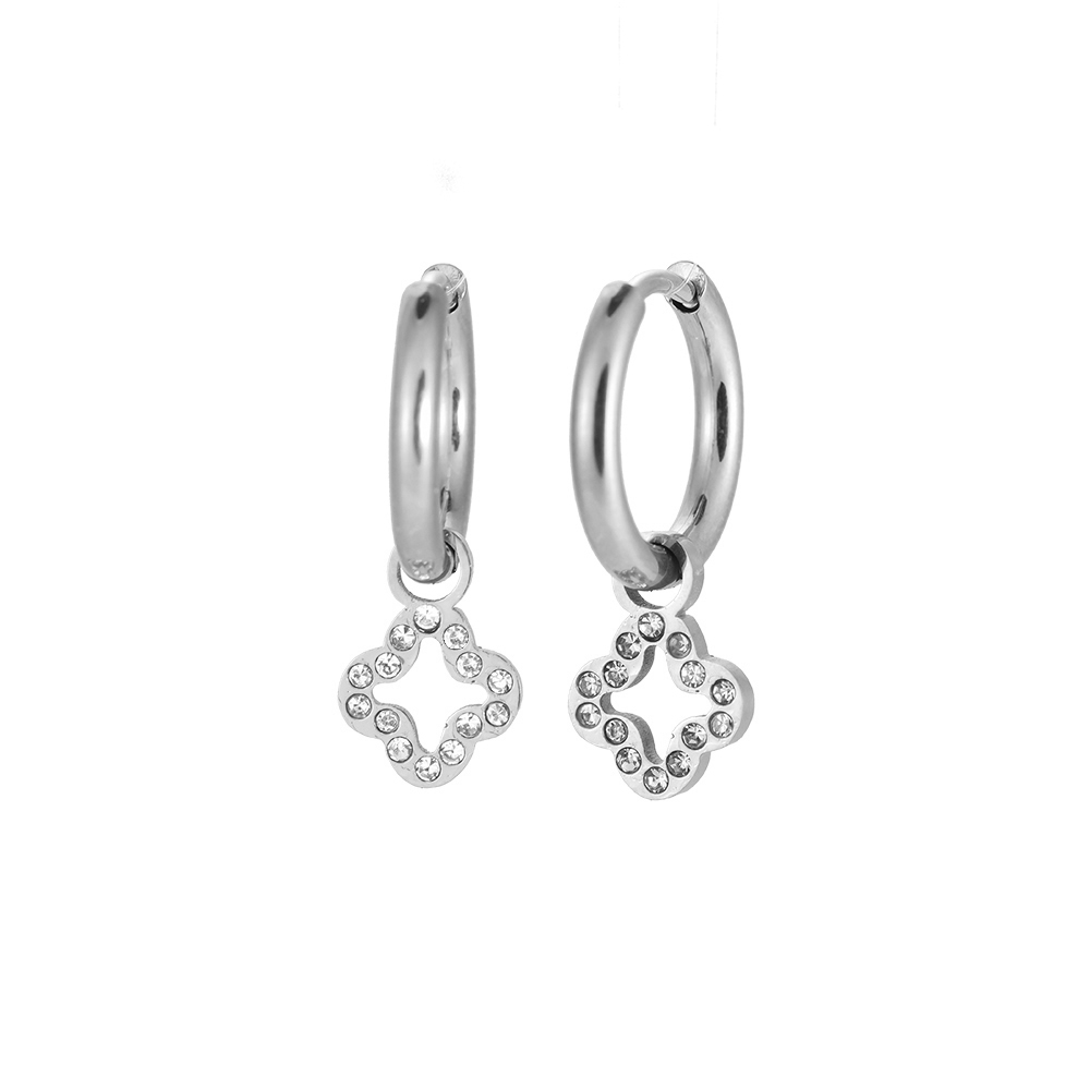 Hollow Diamond Flower Stainless Steel Earrings