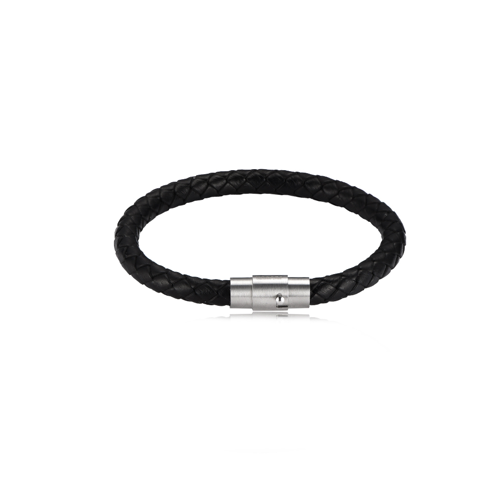 Jan Simple Stainless Steel Leather Bracelet