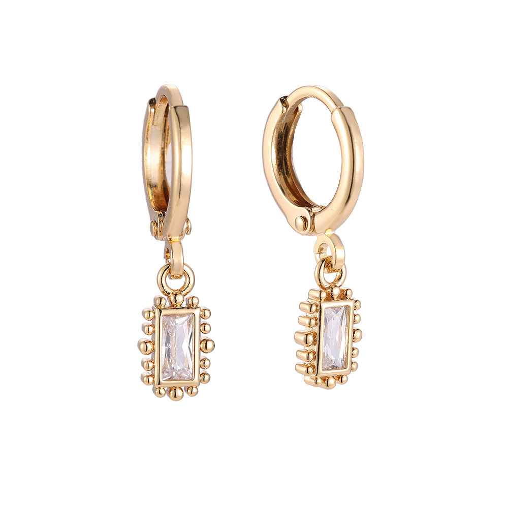 Bubbly Rectangle Hoop Gold-plated Earrings