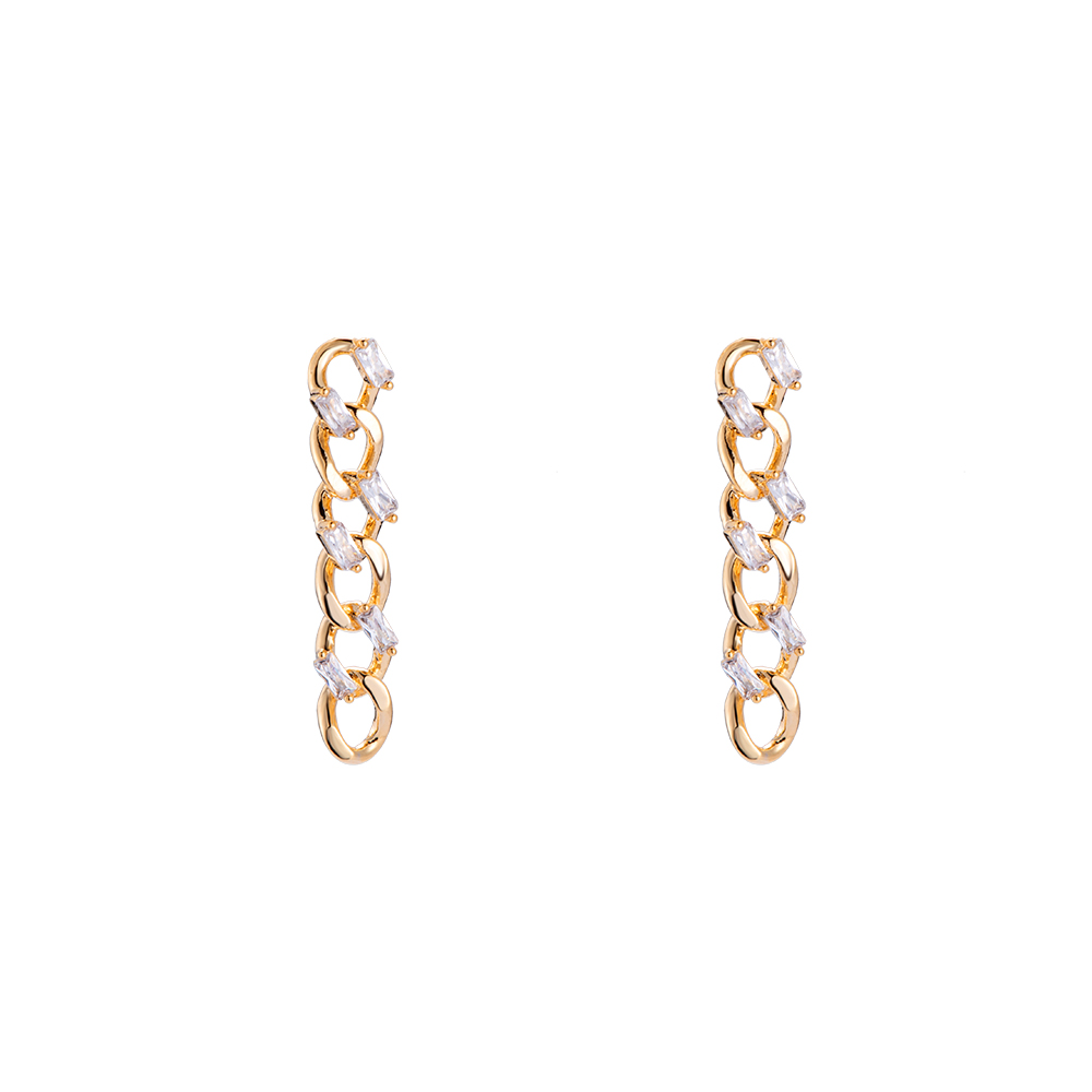 Cubes on Chain Gold Plated Earring
