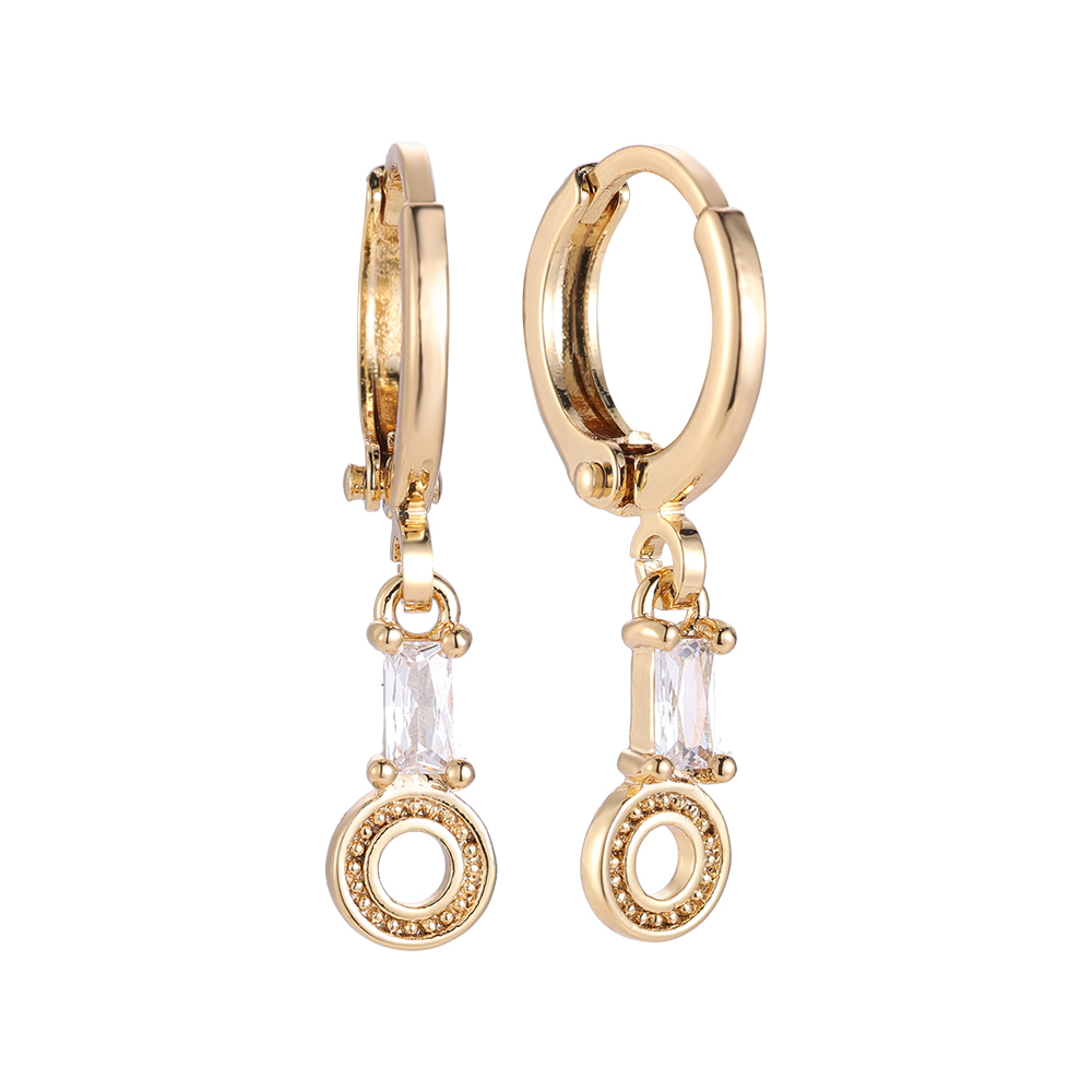 Diamond Rectangle Unicycle Gold-plated Earrings