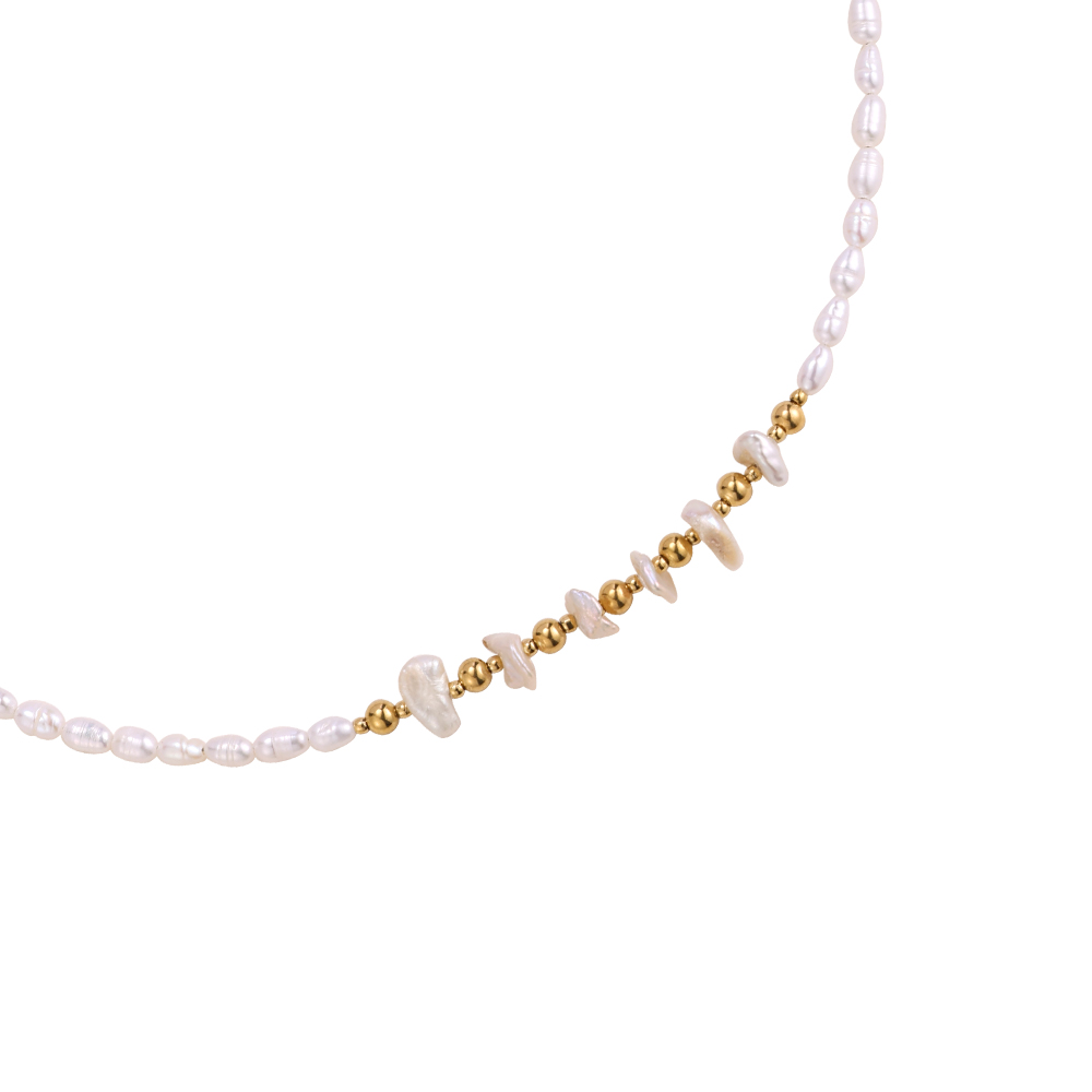 Perle Gold Beads Edelstahl Halskette