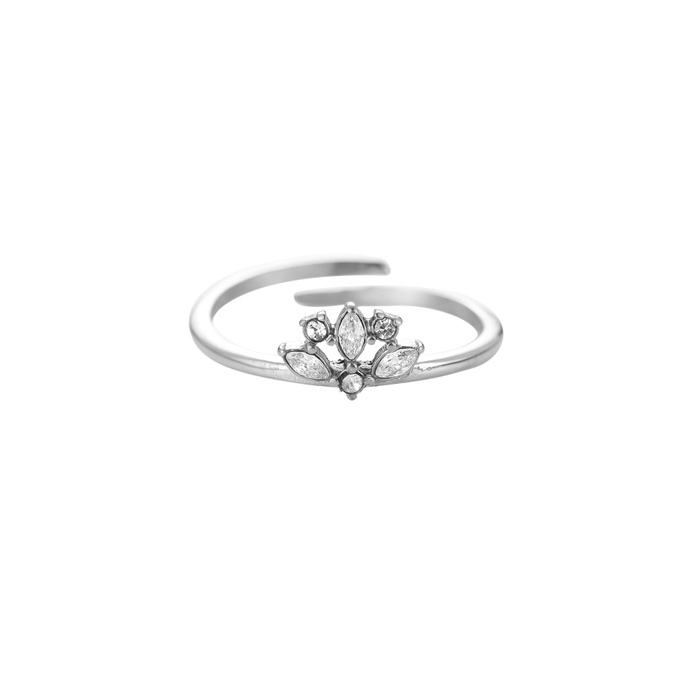 Diamond Flower Crown Edelstahl Ring