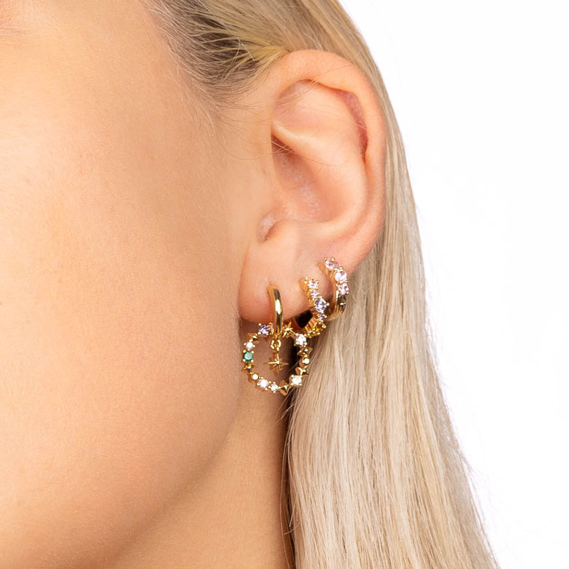 Star in Colorful Ring Plated Earrings