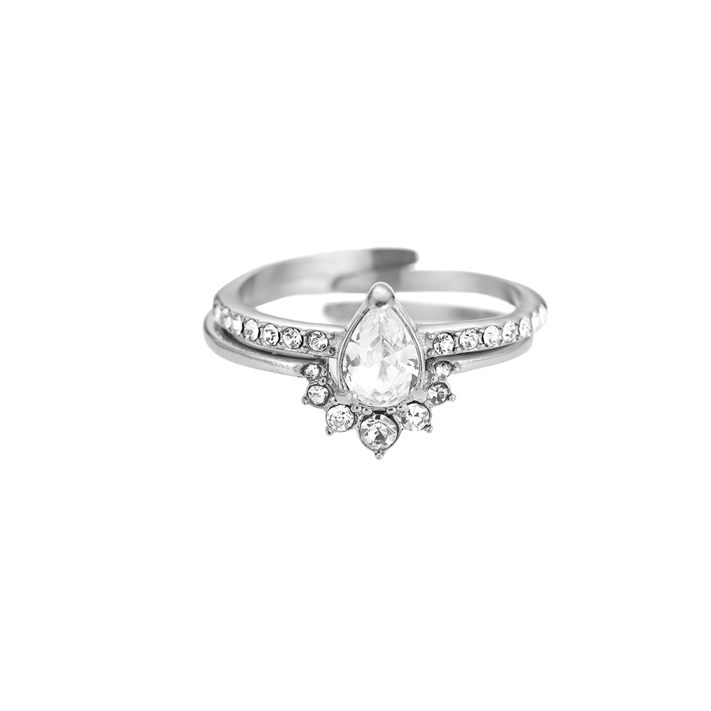 Flourishing Flower Diamond Multilayered Stainless Steel Ring