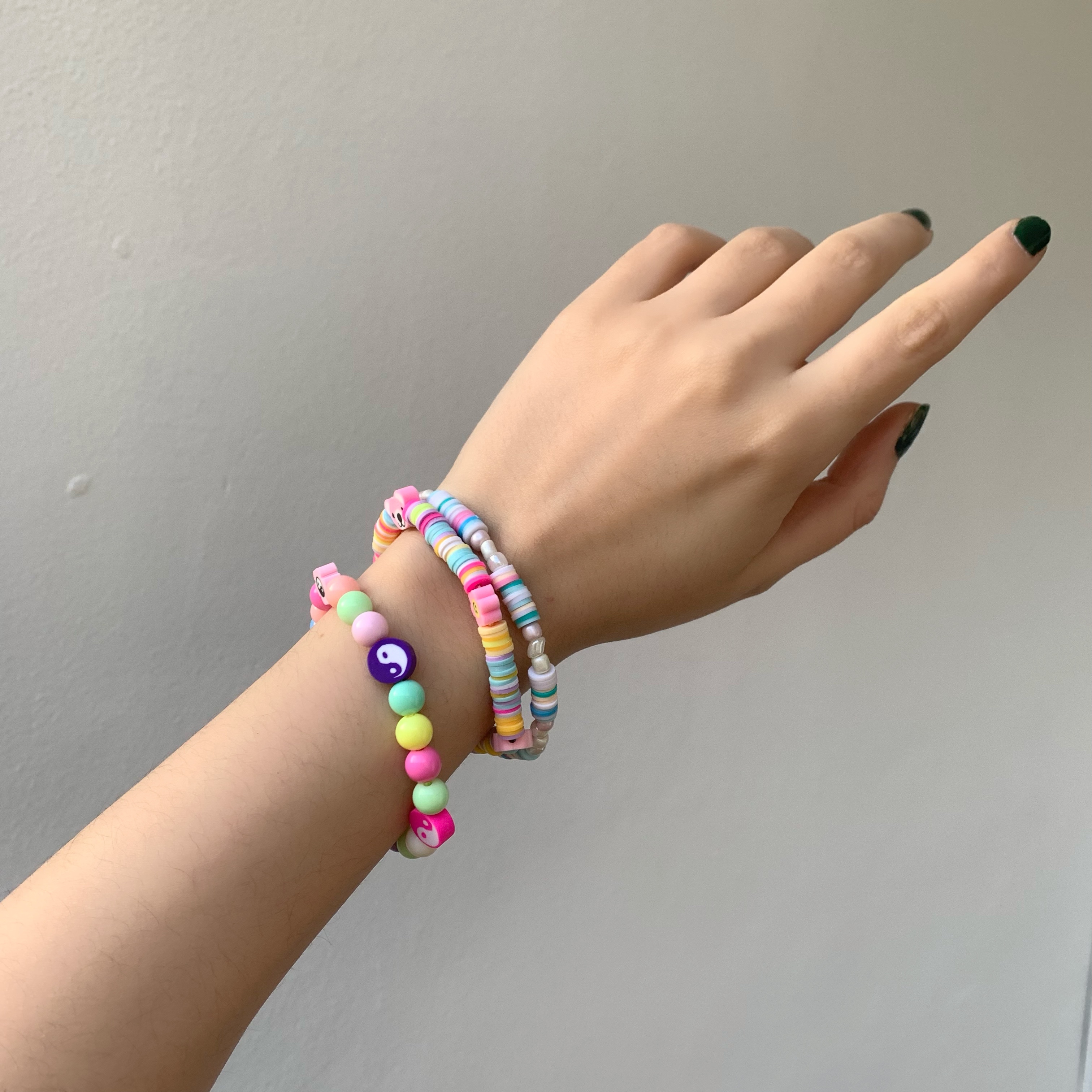 Colorful Yin Yang Beads Elastic Bracelet
