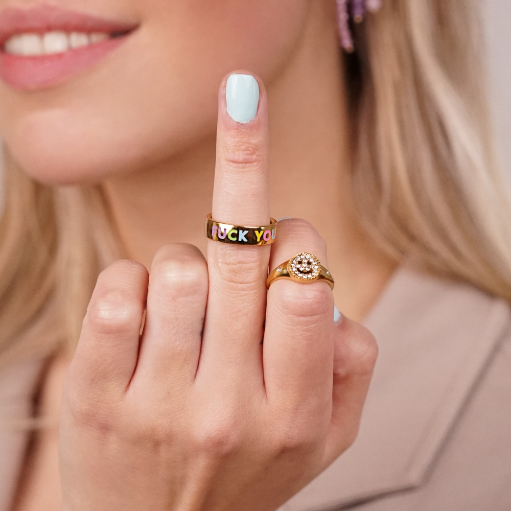 Colorful "Fuck You" Edelstahl Ring