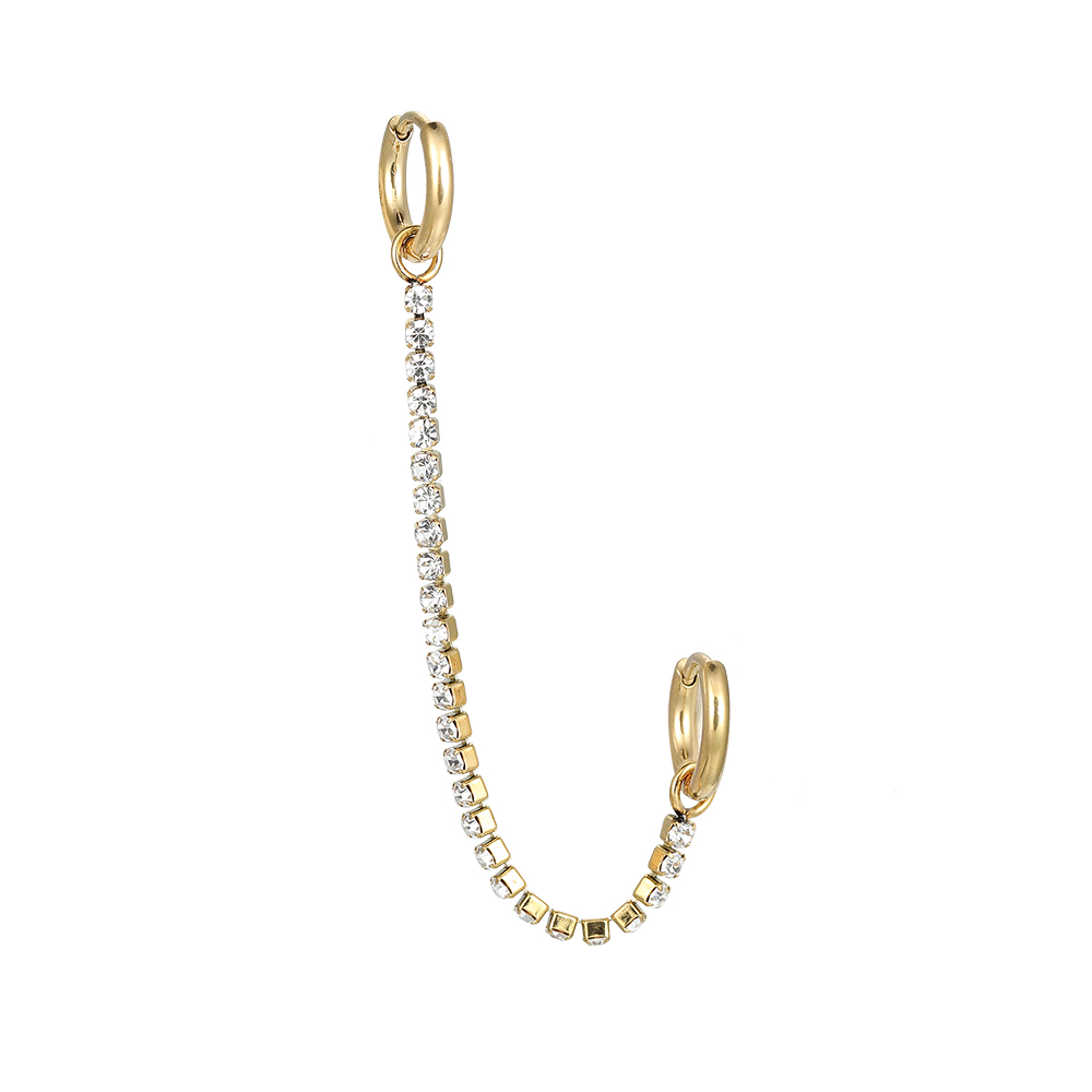 Fine Tennis Chain Double Rings Stainless Steel Earring