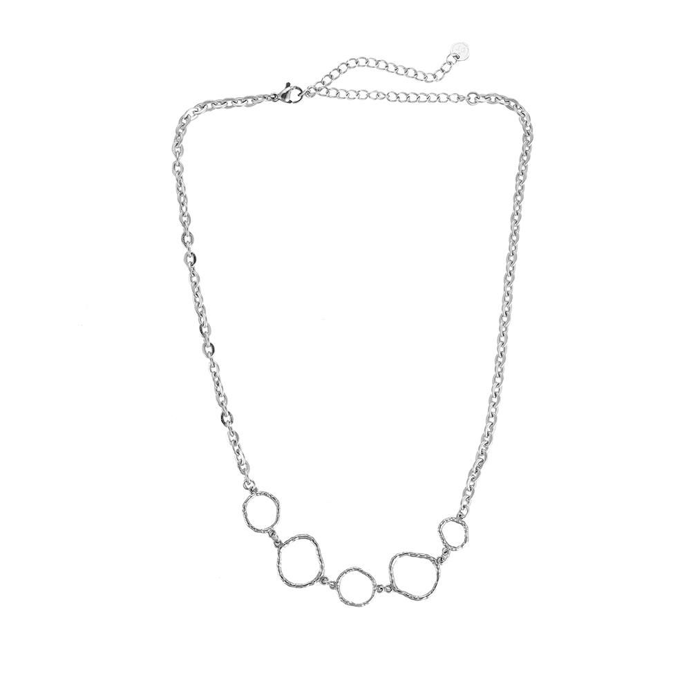 5 Rough Circles Stainless Steel Necklace