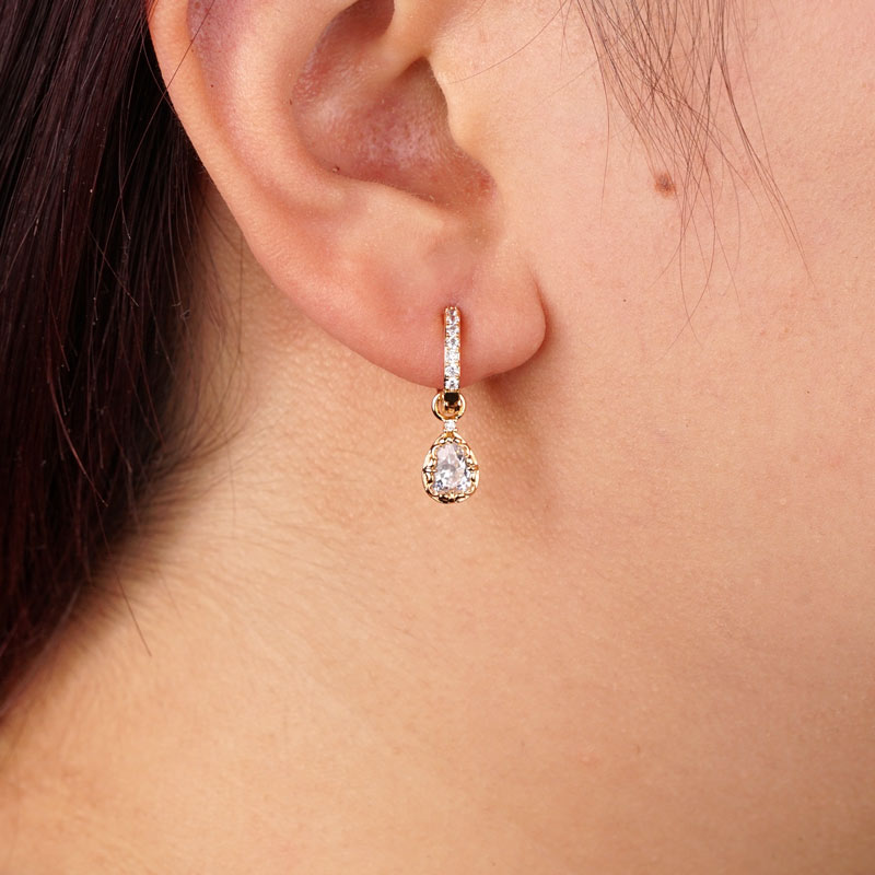 Fossil Tear Hoop Gold-plated Earrings