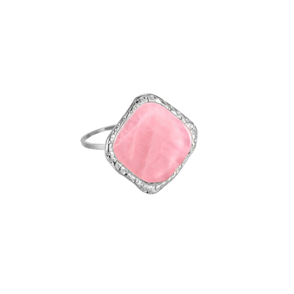 Rosa Quartz Edelstahl Ring