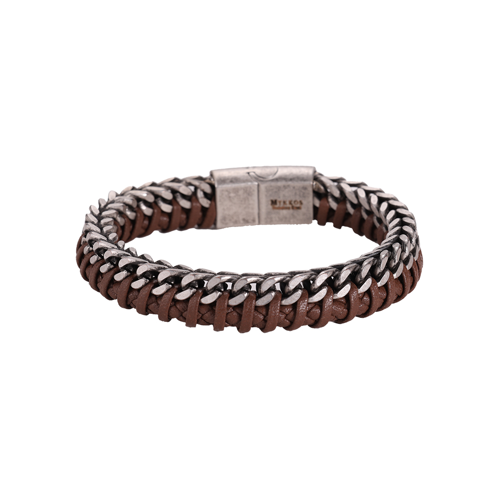 Pablo Stainless Steel Leather Bracelet