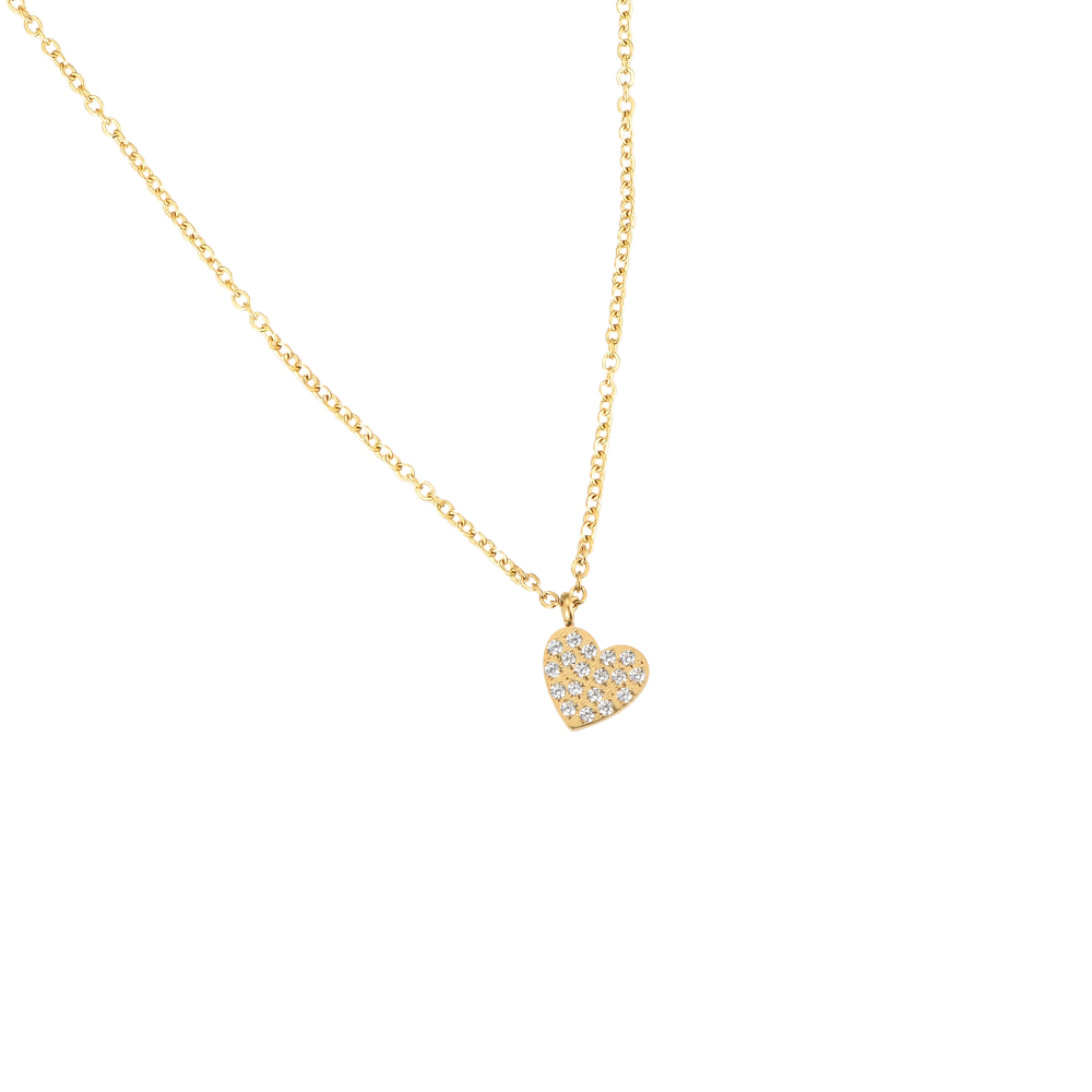 Sparkling Heart Simple Chain Stainless Steel Necklace
