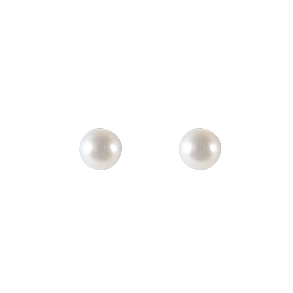 Simple Round Freshwater Pearl Stainless Steel Earrings