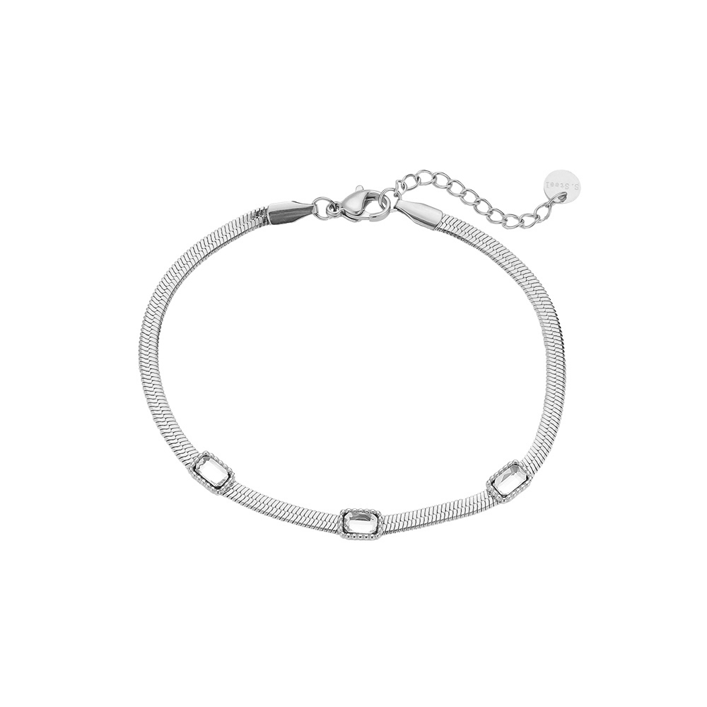 3 Rectangle Diamondback Stainless Steel Bracelet