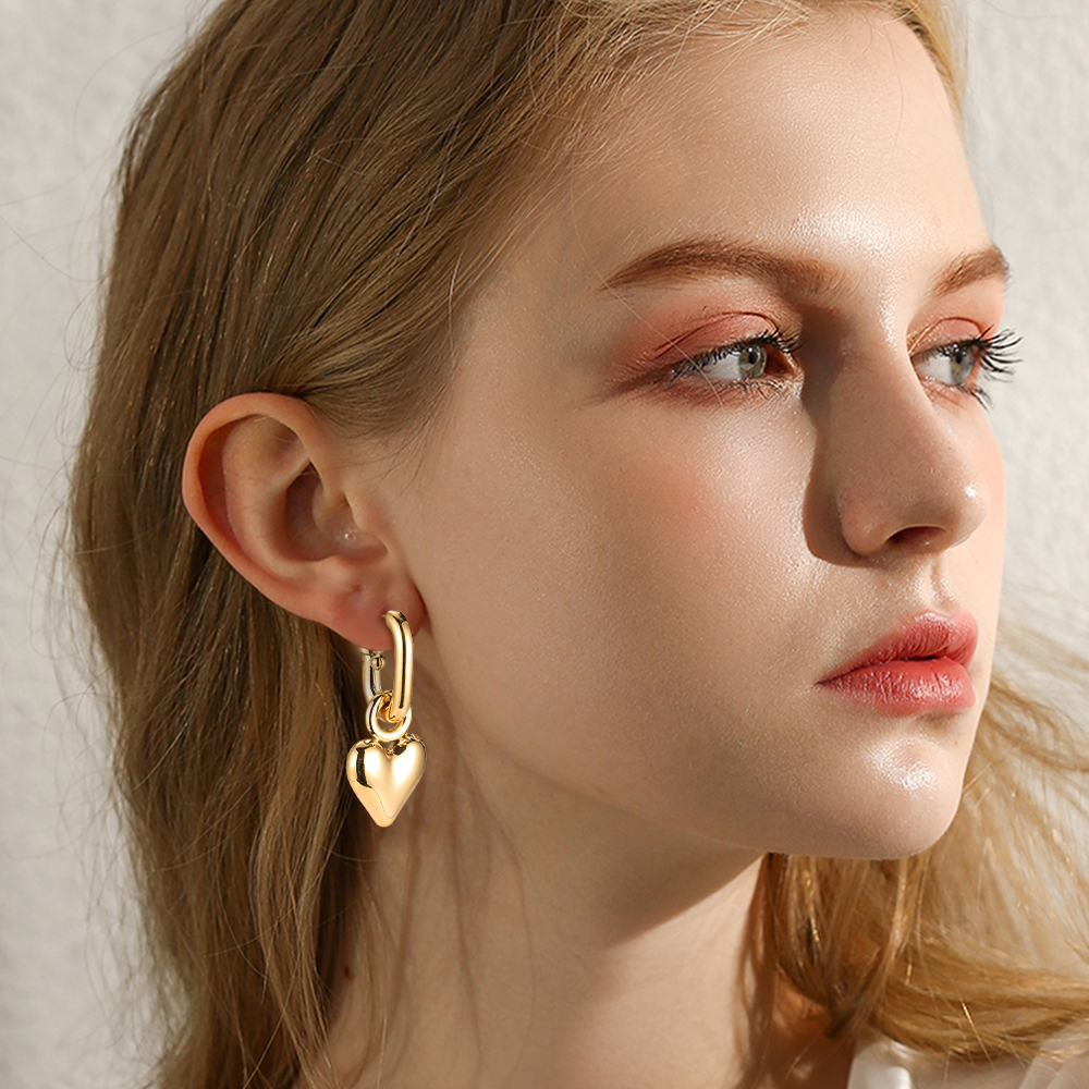 Rhinestone Heart Earrings Big Love Heart Earrings Rhinestone Drop Earrings  for Women and Girls (Gold) | Fruugo NO