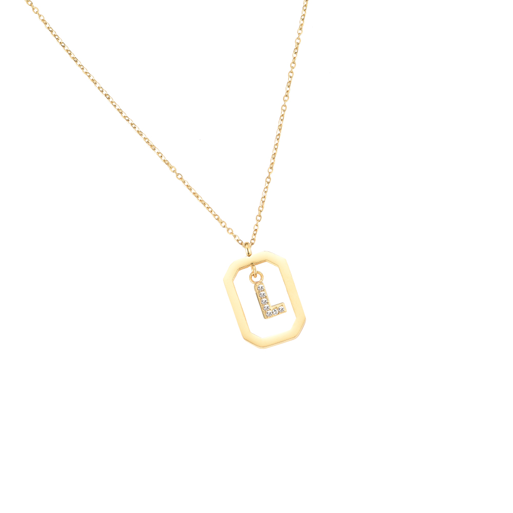 Sparkling Alphabet Stainless Steel Necklace