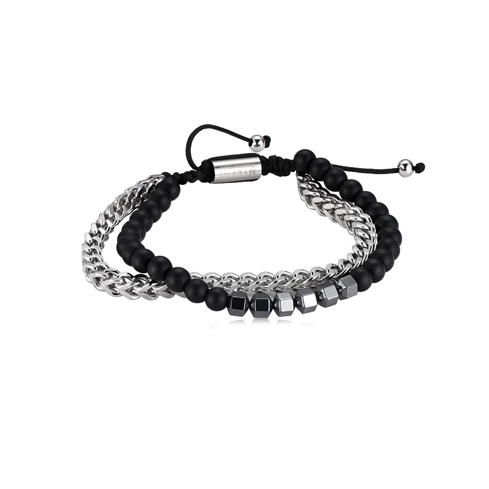 Chain & Stones Multi-Layered Stainless Steel Bracelet