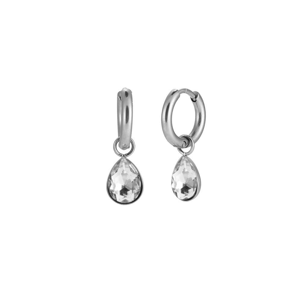 Big Drop Diamond Stainless Steel Earrings