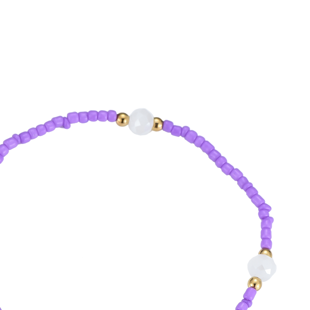 Purple Beads and Dazzling Heart Bracelet