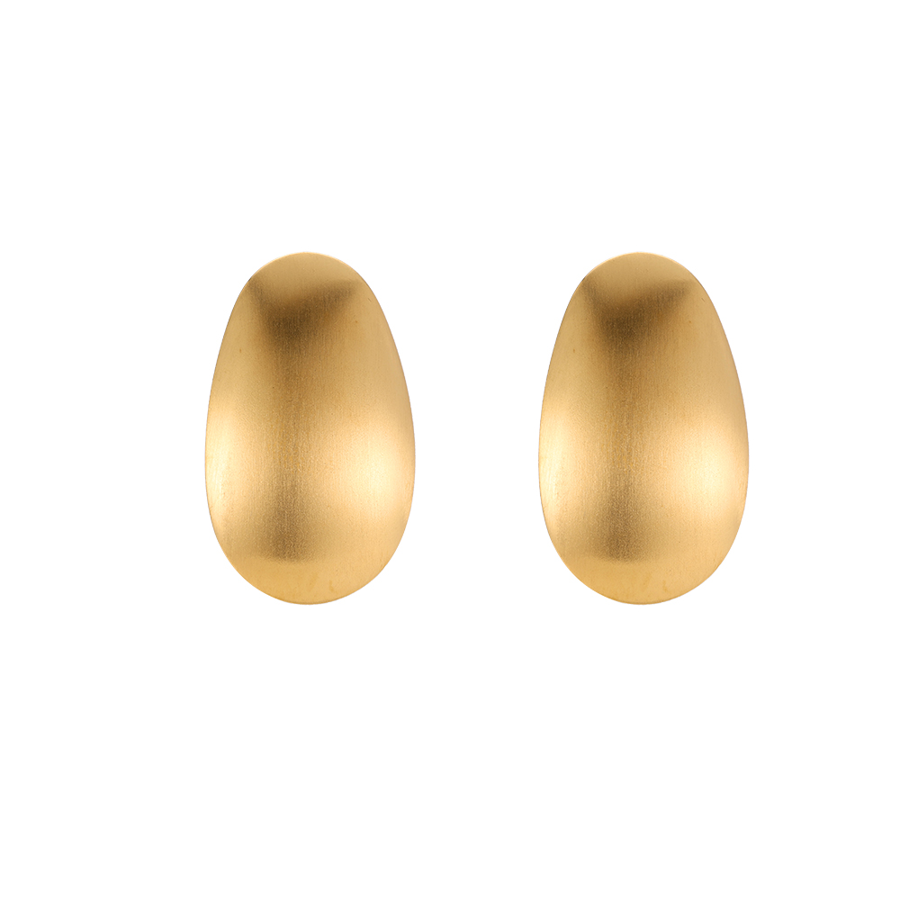 Gold Oval Stainless Steel Ear Studs