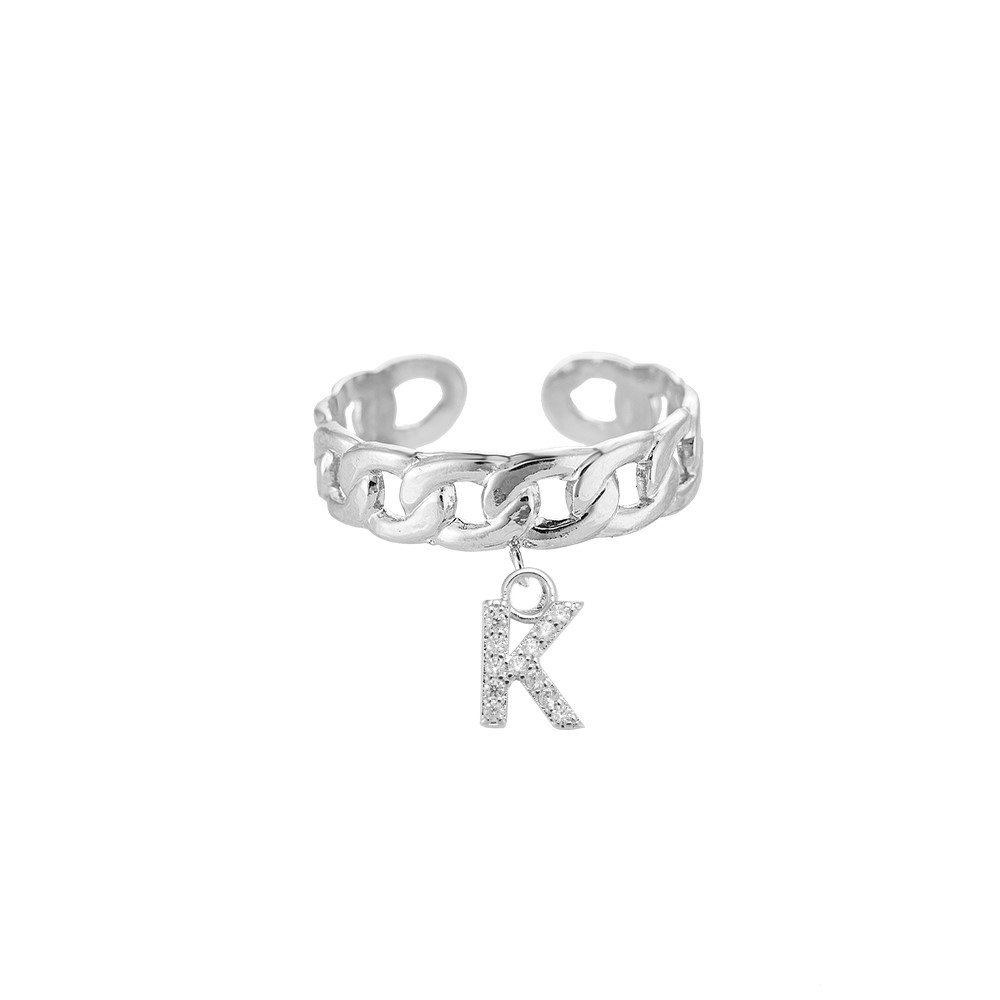 Simple Chain Alphabet Stainless Steel Ring