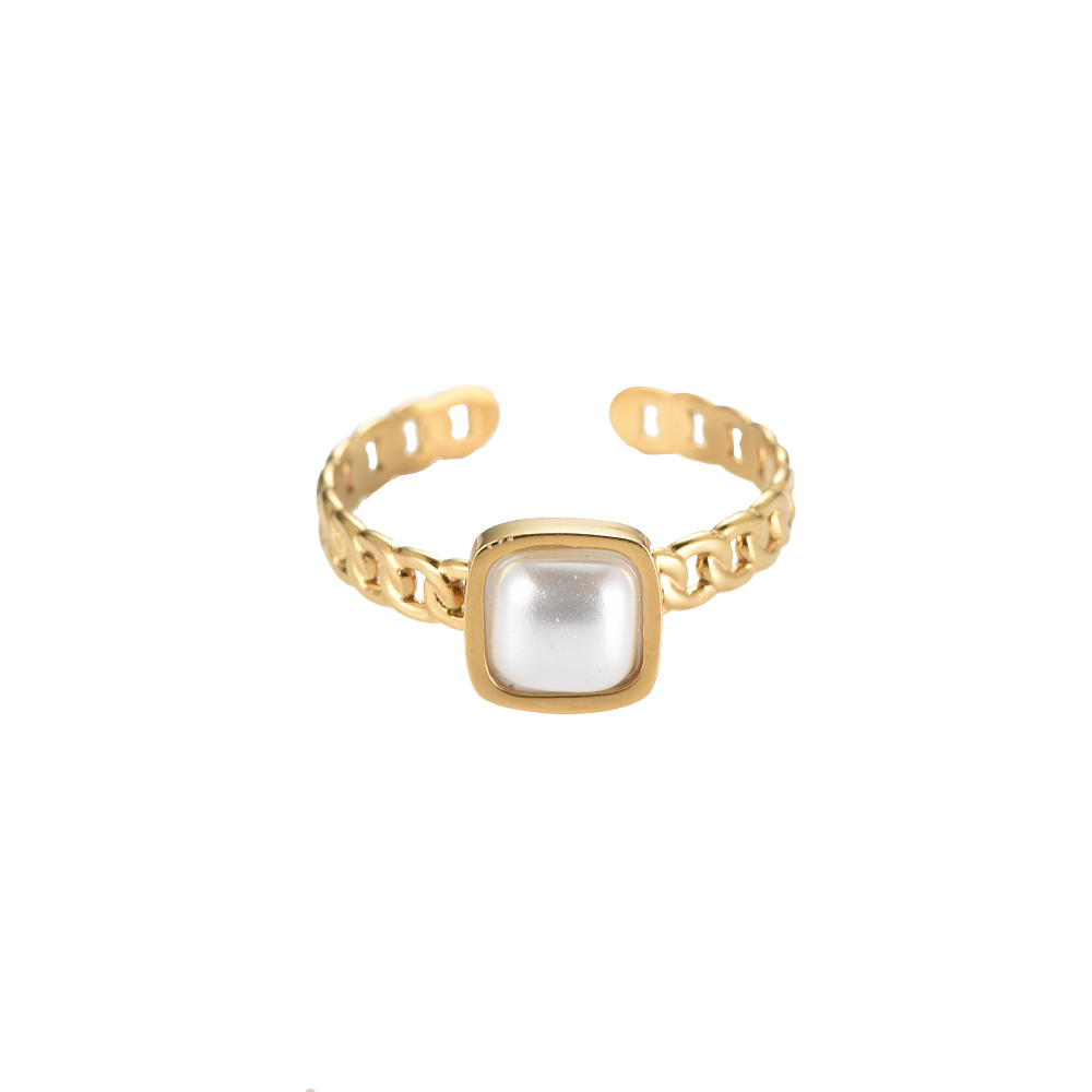 Osini Square Pearl Stainless Steel Ring