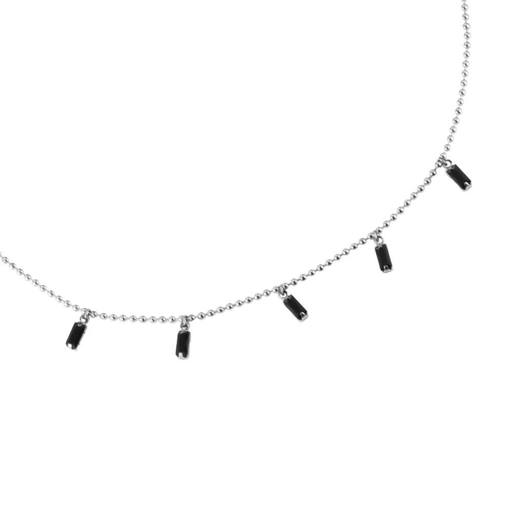 5 Hanging Black Cubes Stainless Steel Necklace