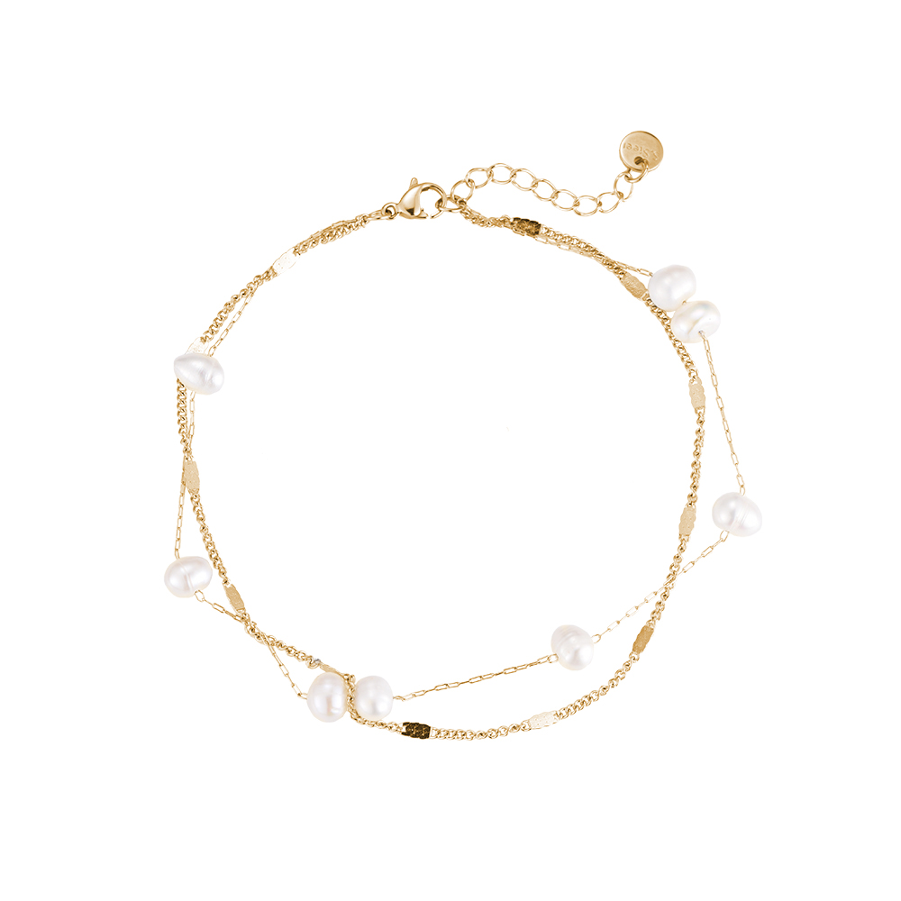 Bubbly Pearls Multilayered Stainless Steel Anklet