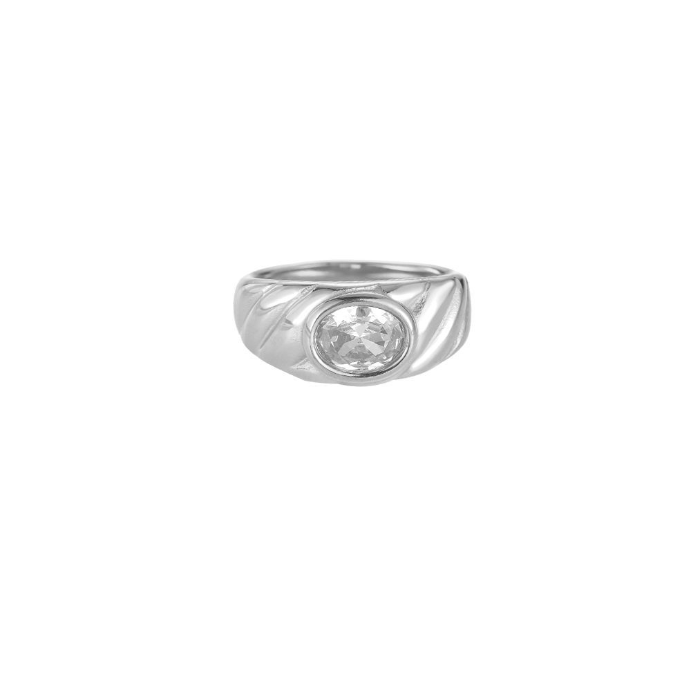 Big Oval Diamond Edelstahl Ring