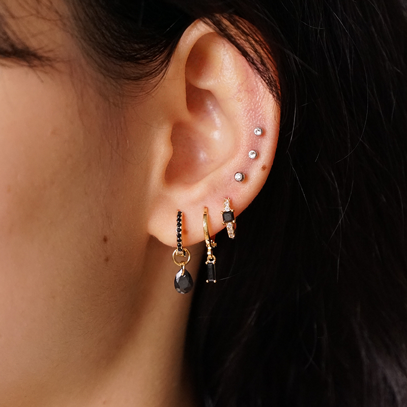 Mid Square Cube Plated Earrings
