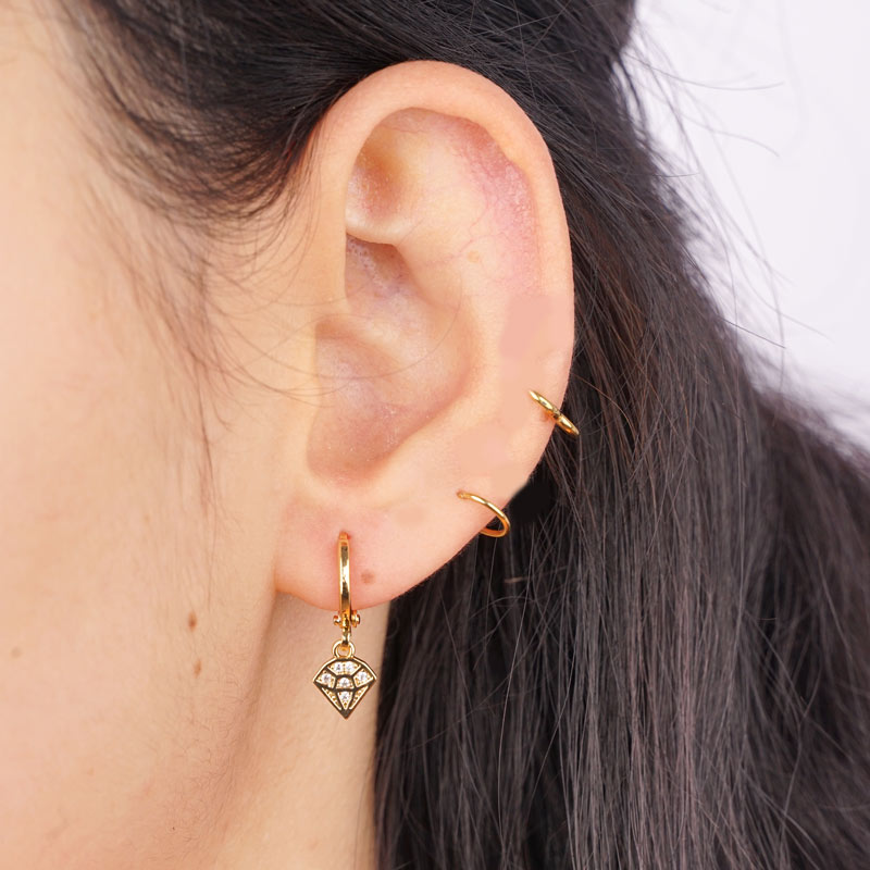 Diamond Wireframe Sparkle Gold-plated Earrings