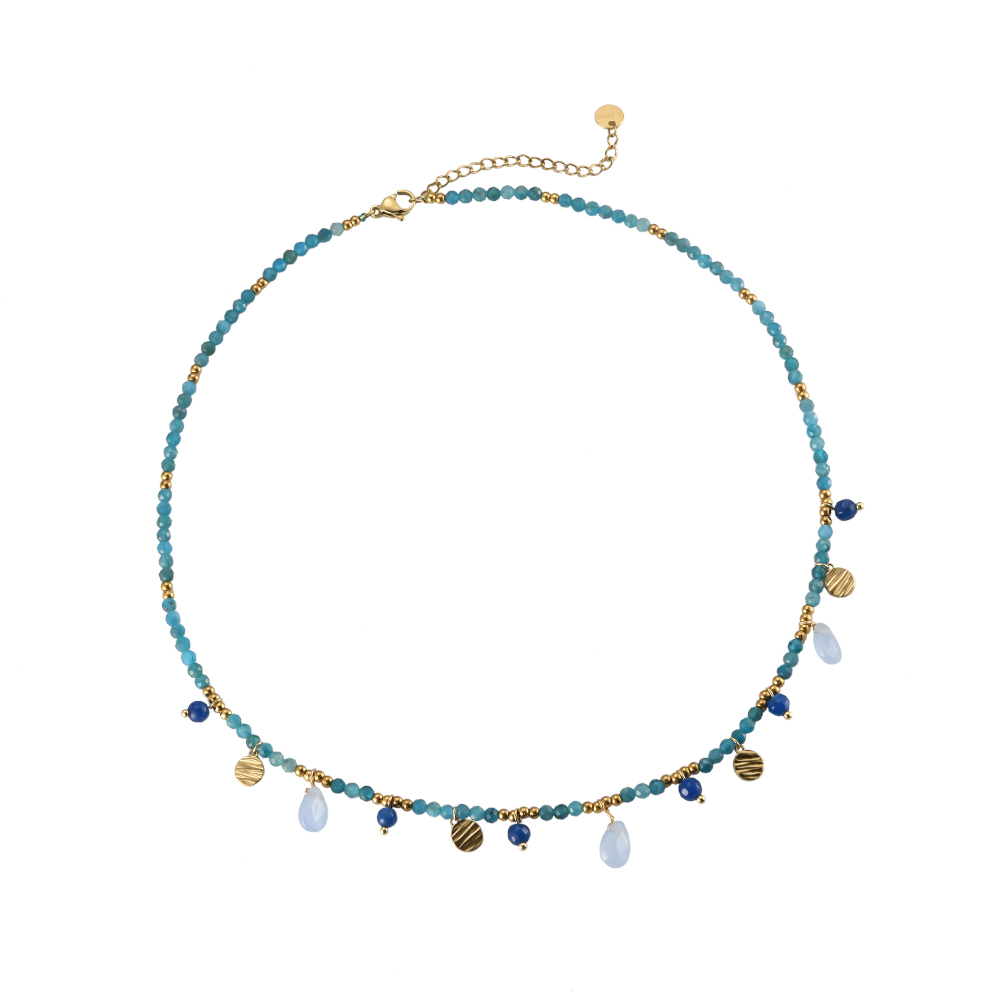 Lake Blue Stones Stainless Steel Necklace