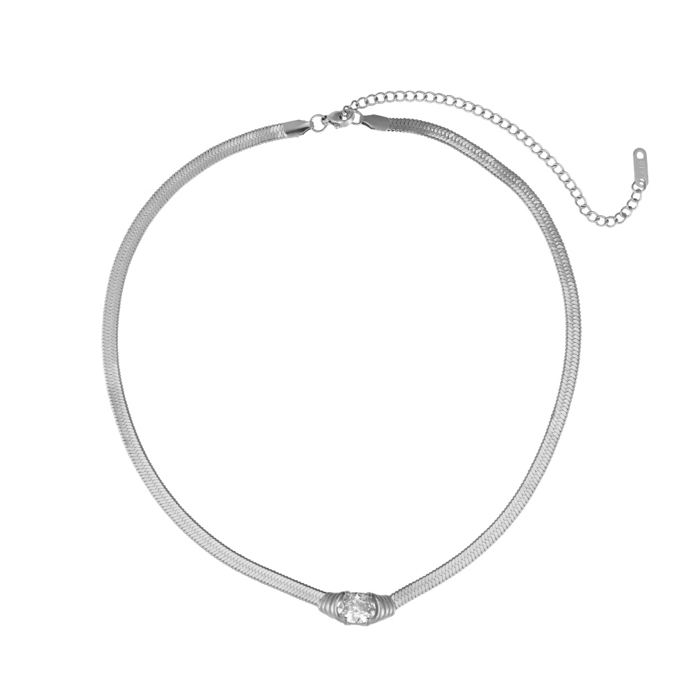 Egg Diamond Stainless Steel Necklace