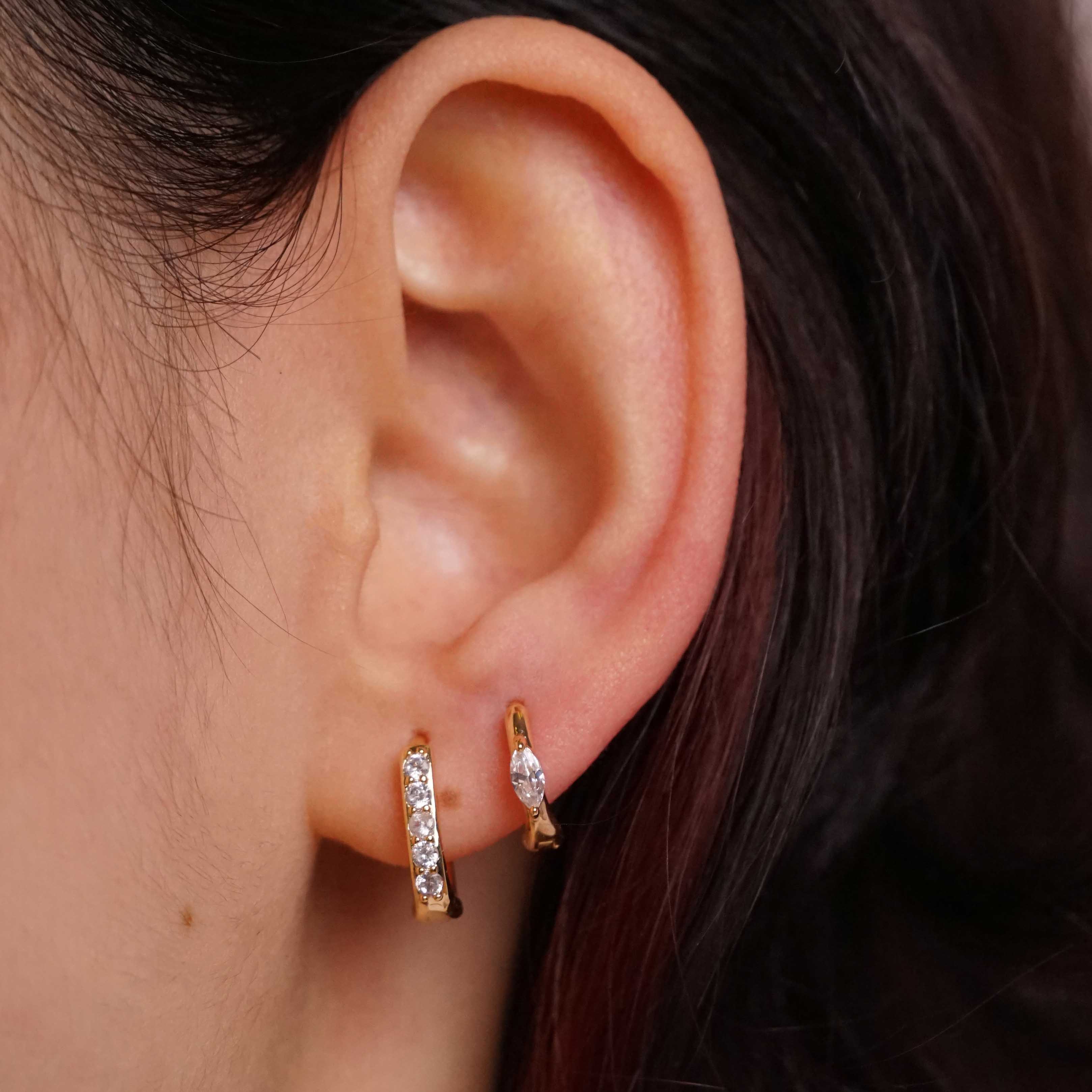 Embedded Oval Diamond Plated Earrings