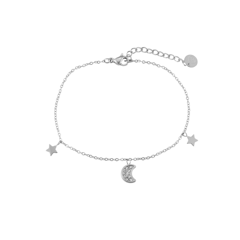 2 Stars and 1 Moon Stainless Steel Bracelet