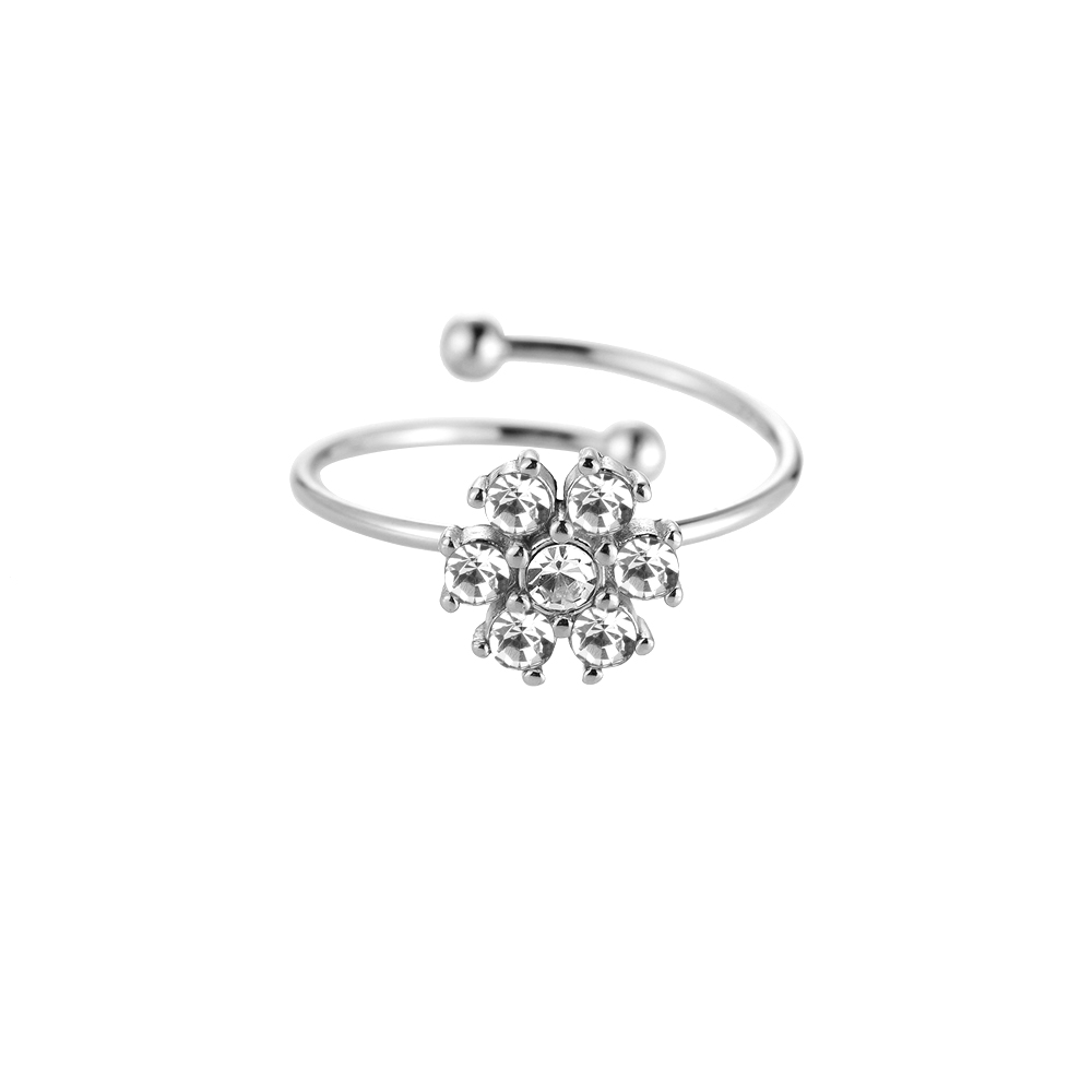 Hexaflower Diamond Stainless Steel Rings