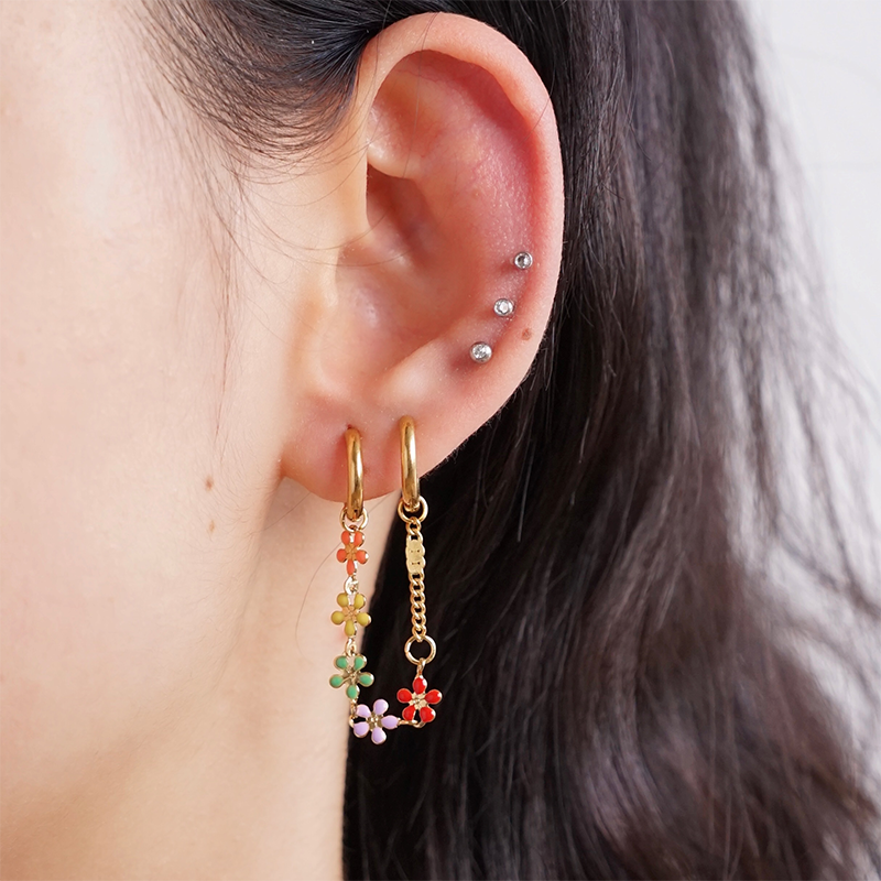 Colorful Enamel Flower Stainless Steel Earring