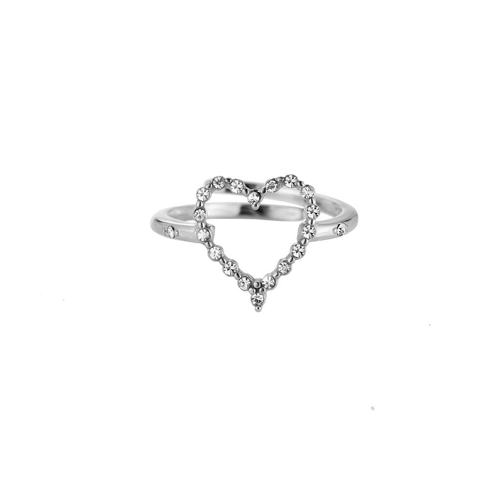 Hollow Heart Diamonds Stainless Steel Rings