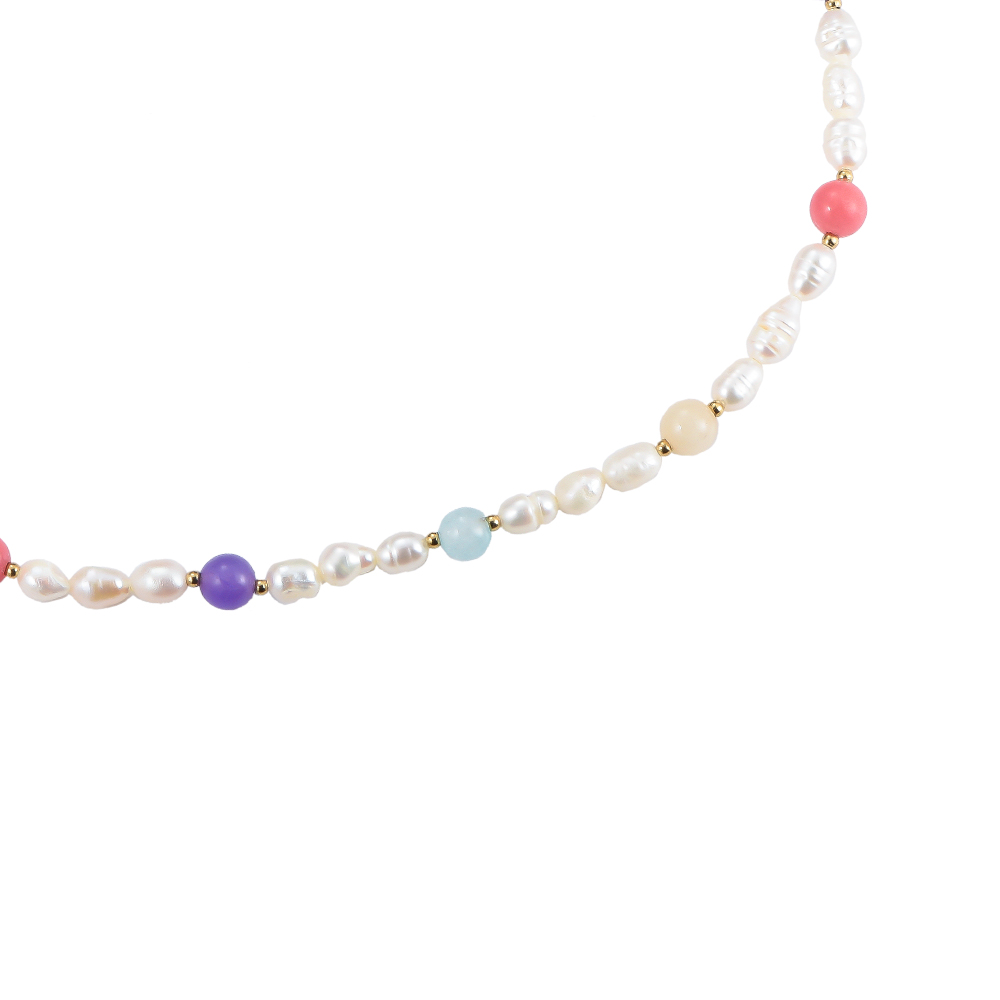 Multicolored Stones & Pearl Necklace