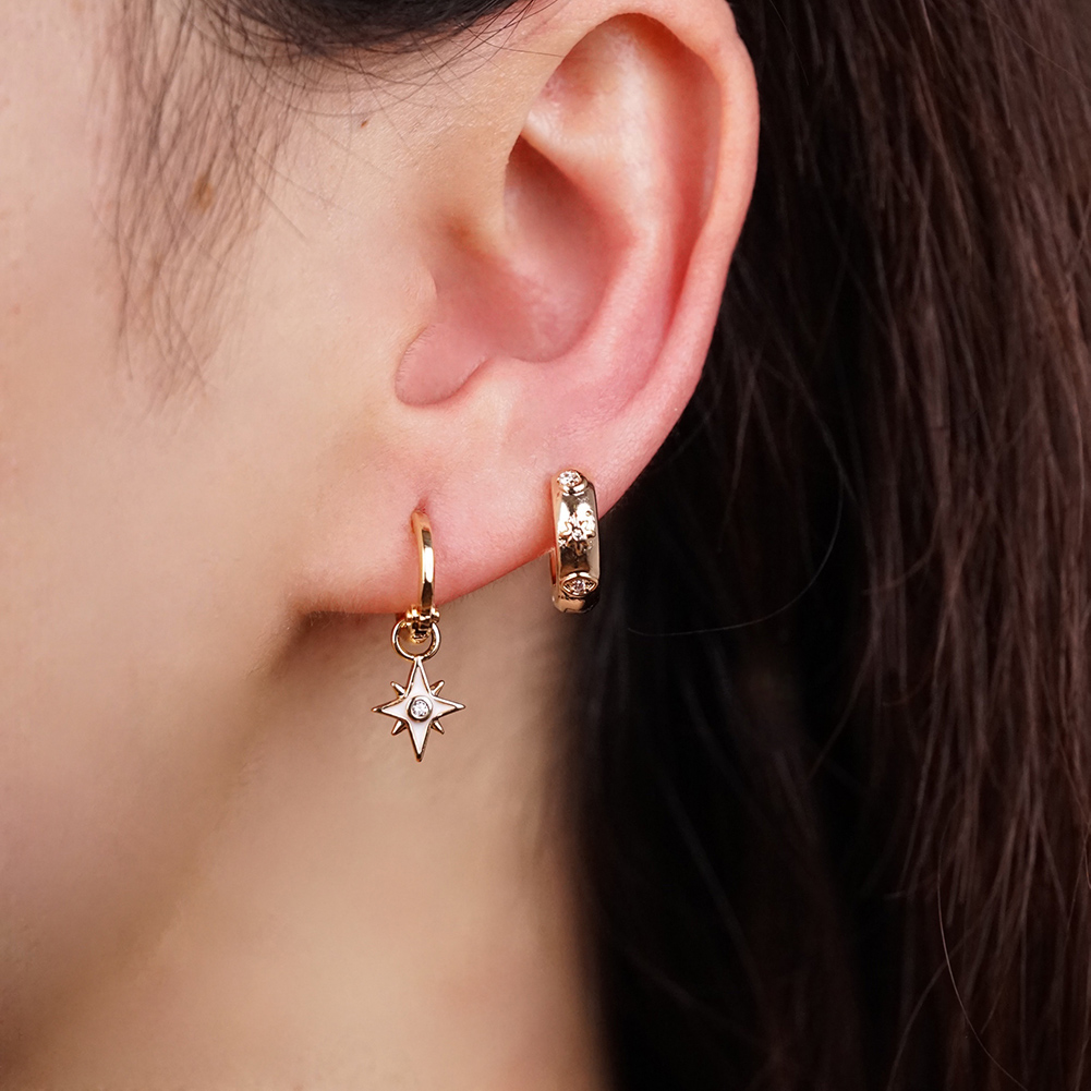 Glowing White Star Plated Earrings