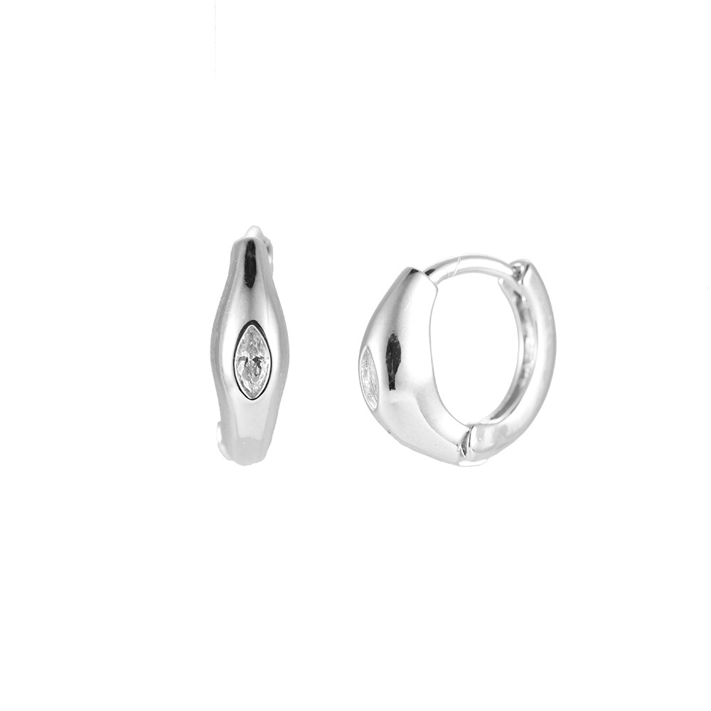 Deeply Embedded Oval Diamond Plated Earrings