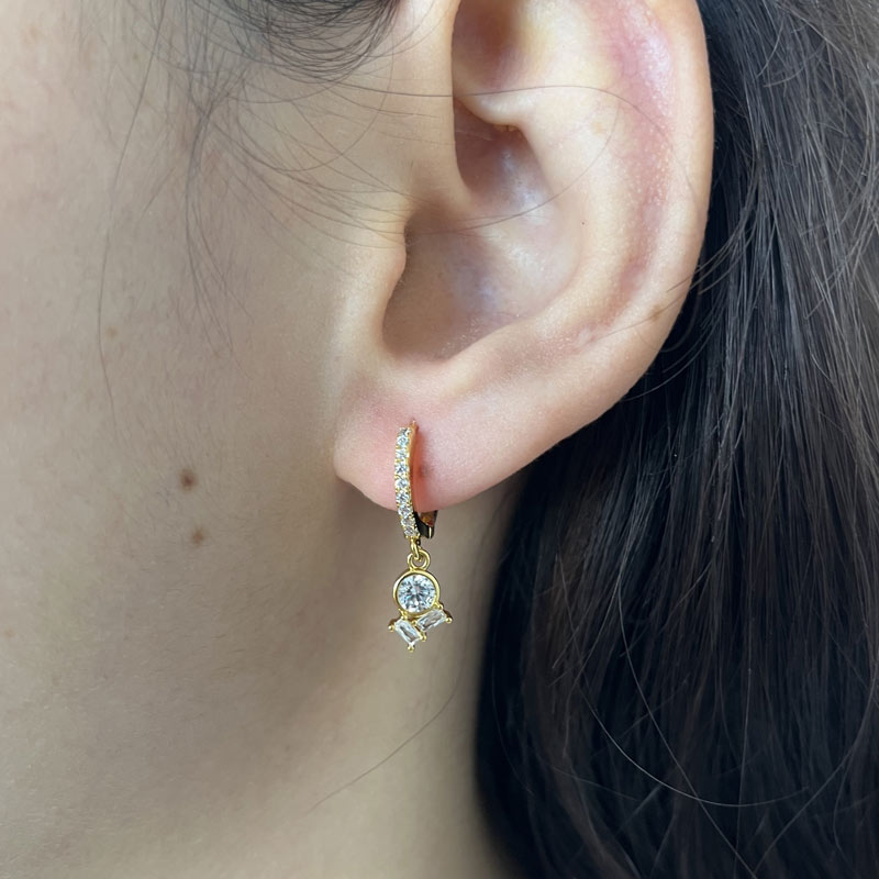 Geometric Diamond Cluster Gold-plated Earrings