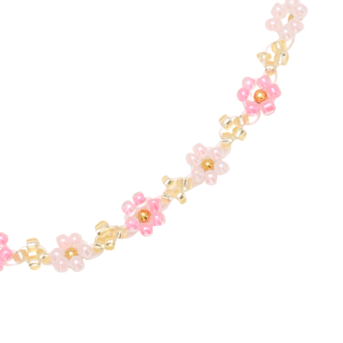 17cm Varitious Color Flowers With Gold Beads Deco Summer Edelstahl Armkette    